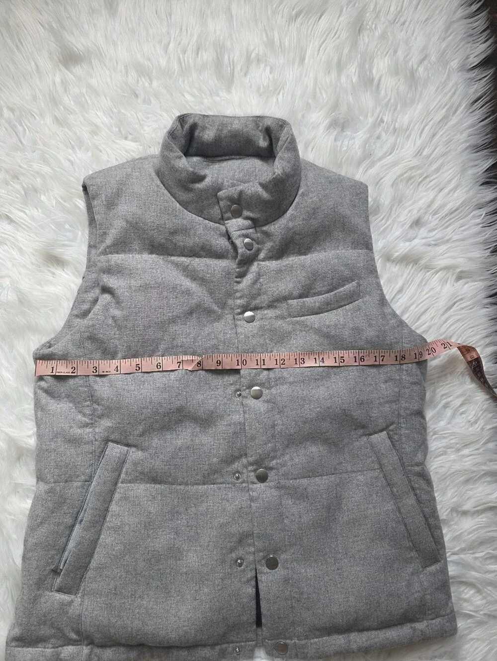 Suitsupply Wool Heather Gray Quilted Puffer Vest